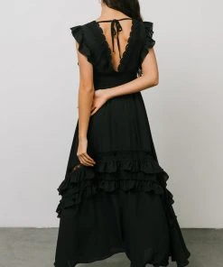 BB Custom Dresses Jasmine Ruffle Maxi Dress | Black