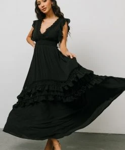 BB Custom Dresses Jasmine Ruffle Maxi Dress | Black