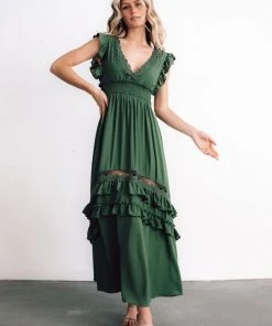 BB Custom Jasmine Ruffle Maxi Dress | Dusty Green