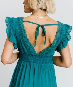BB Custom Dresses Jasmine Ruffle Maxi Dress | Jade