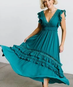 BB Custom Dresses Jasmine Ruffle Maxi Dress | Jade