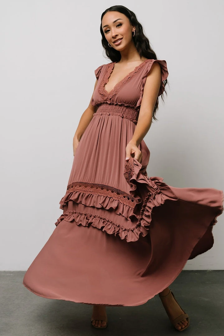 BB Custom Jasmine Ruffle Maxi Dress | Rosy Brown Dresses 10 BB Custom Jasmine Ruffle Maxi Dress | Rosy Brown Dresses