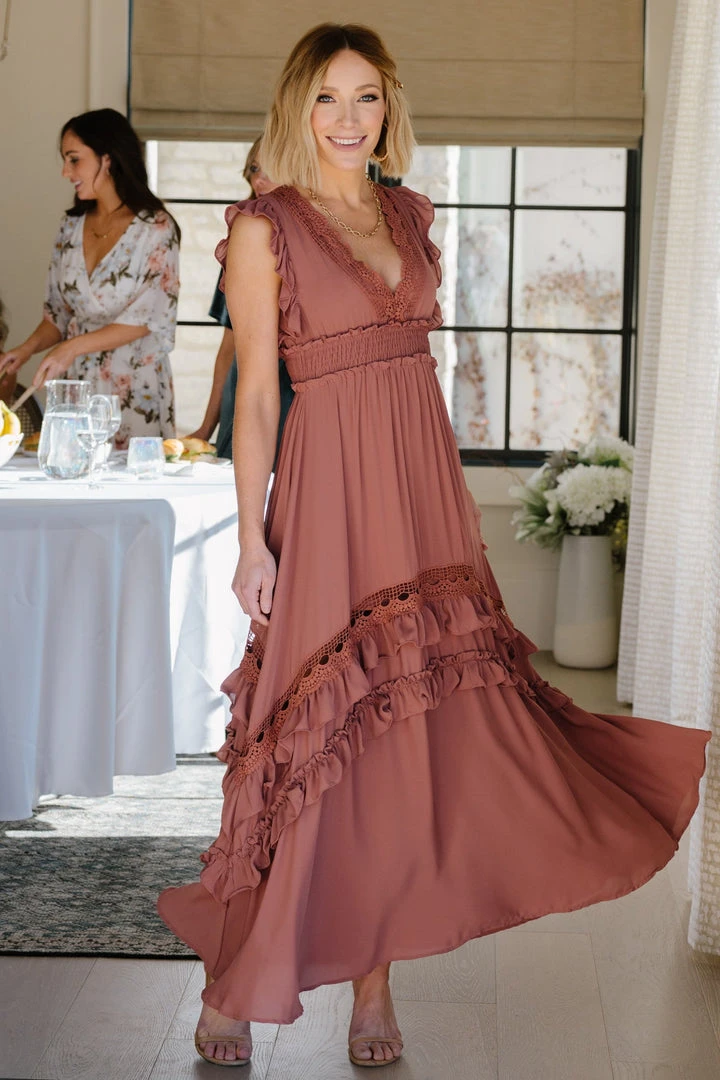 BB Custom Jasmine Ruffle Maxi Dress | Rosy Brown Dresses 1 BB Custom Jasmine Ruffle Maxi Dress | Rosy Brown Dresses