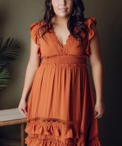 BB Custom Dresses Jasmine Ruffle Maxi Dress | Rust 17 BB Custom Dresses Jasmine Ruffle Maxi Dress | Rust