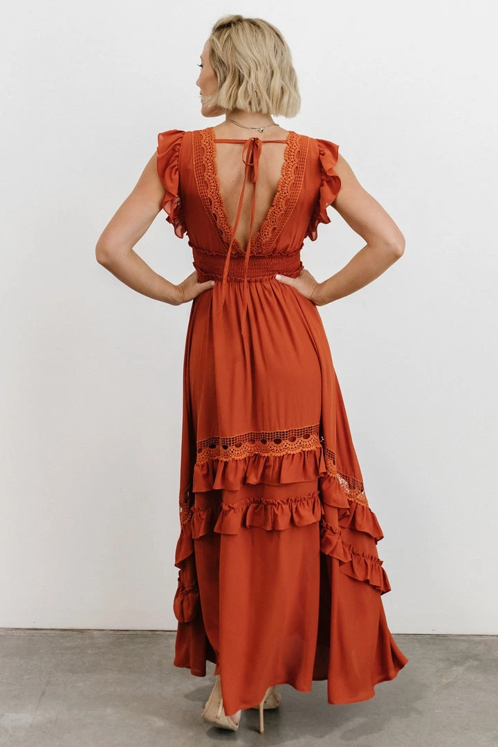 BB Custom Dresses Jasmine Ruffle Maxi Dress | Rust 7 BB Custom Dresses Jasmine Ruffle Maxi Dress | Rust
