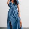 BB Custom Dresses Jennifer Deep V Maxi Dress | Blue