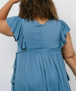 BB Custom Dresses Jennifer Deep V Maxi Dress | Blue