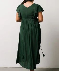 BB Custom Jennifer Deep V Maxi Dress | Dark Green