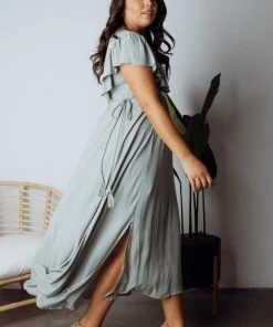 BB Custom Jennifer Deep V Maxi Dress | Sage Dresses