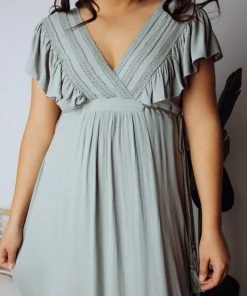 BB Custom Jennifer Deep V Maxi Dress | Sage Dresses