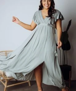 BB Custom Jennifer Deep V Maxi Dress | Sage Dresses