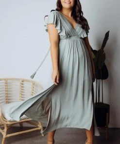 BB Custom Jennifer Deep V Maxi Dress | Sage Dresses