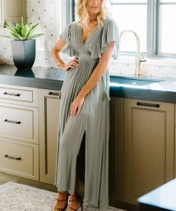 BB Custom Jennifer Deep V Maxi Dress | Sage Dresses