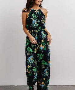 SL Jolene Halter Neck Jumpsuit | Navy Multi Floral