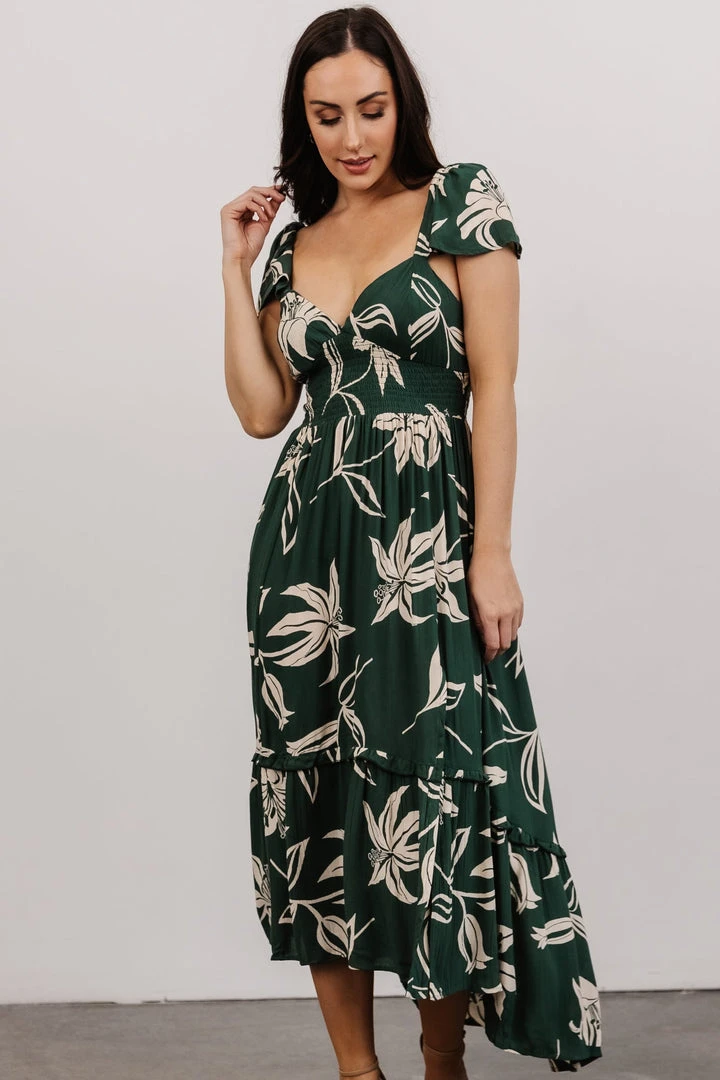 ANG Dresses Jolie Ruffle Midi Dress | Green Floral 6 ANG Dresses Jolie Ruffle Midi Dress | Green Floral