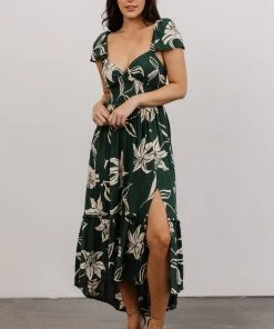 ANG Dresses Jolie Ruffle Midi Dress | Green Floral