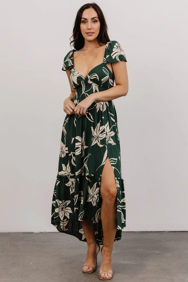 ANG Dresses Jolie Ruffle Midi Dress | Green Floral 1 ANG Dresses Jolie Ruffle Midi Dress | Green Floral