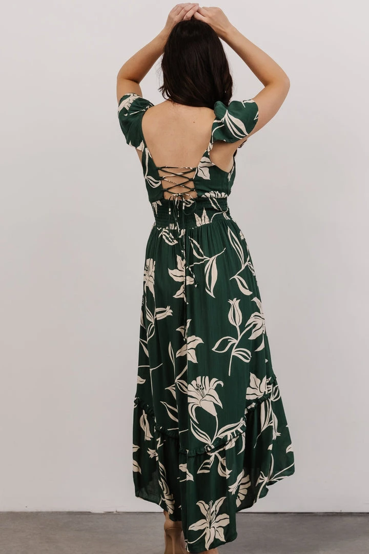 ANG Dresses Jolie Ruffle Midi Dress | Green Floral 2 ANG Dresses Jolie Ruffle Midi Dress | Green Floral