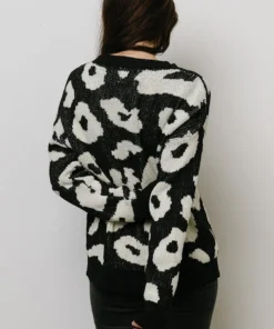 HAY Jonas Animal Print Sweater | Black + Cream
