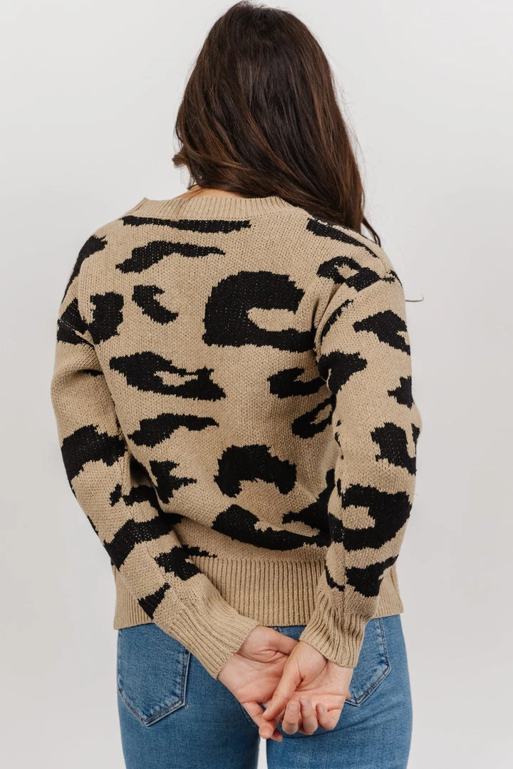 HAY Jonas Animal Print Sweater | Tan + Black 3 HAY Jonas Animal Print Sweater | Tan + Black