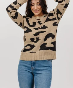 HAY Jonas Animal Print Sweater | Tan + Black 7 HAY Jonas Animal Print Sweater | Tan + Black