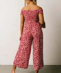 AK Jonni Smocked Jumpsuit | Red Floral Vacation