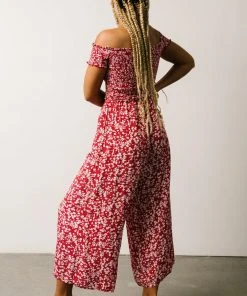 AK Jonni Smocked Jumpsuit | Red Floral Vacation