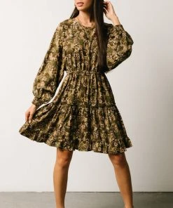 HAY Jordan Short Dress | Olive Print Dresses