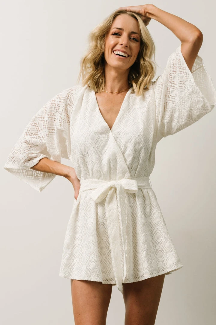 FT Joss Lace Romper | Off White FT Joss Lace Romper | Off White