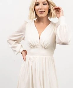 RR Juliette Shimmer Maxi Dress | Off White Dresses