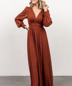 RR Juliette Shimmer Maxi Dress | Rust Dresses