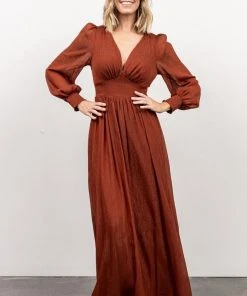 RR Juliette Shimmer Maxi Dress | Rust Dresses