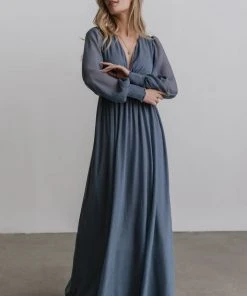 RR Juliette Shimmer Maxi Dress | Slate Blue