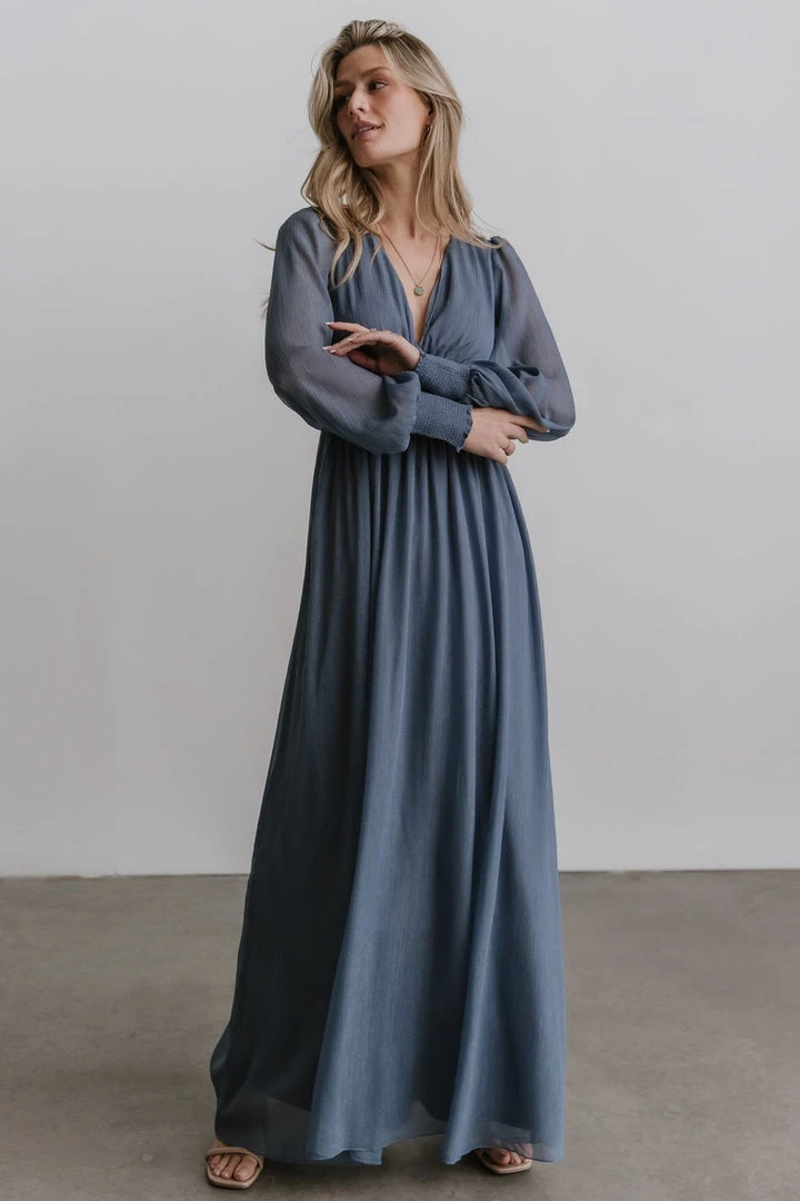 RR Juliette Shimmer Maxi Dress | Slate Blue RR Juliette Shimmer Maxi Dress | Slate Blue