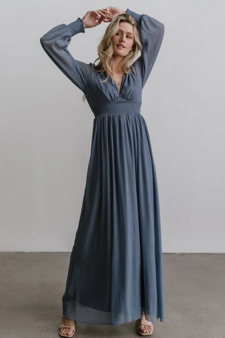 RR Juliette Shimmer Maxi Dress | Slate Blue RR Juliette Shimmer Maxi Dress | Slate Blue