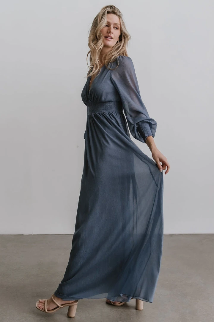 RR Juliette Shimmer Maxi Dress | Slate Blue RR Juliette Shimmer Maxi Dress | Slate Blue