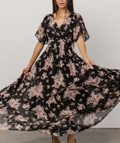 BB Custom Katherine Maxi Dress | Black + Blush Floral Dresses