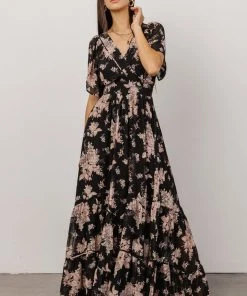BB Custom Katherine Maxi Dress | Black + Blush Floral Dresses