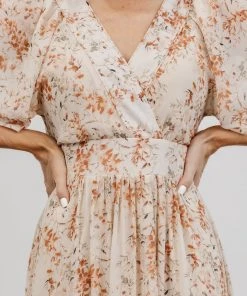 BB Custom Dresses Katherine Maxi Dress | Cream + Rust Floral