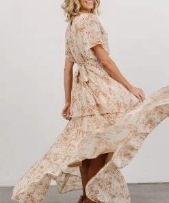 BB Custom Dresses Katherine Maxi Dress | Cream + Rust Floral