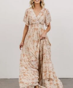 BB Custom Dresses Katherine Maxi Dress | Cream + Rust Floral