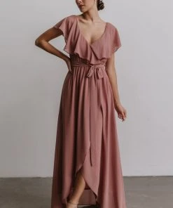 BB Custom Katya Ruffle Maxi Dress | Dusty Pink Dresses