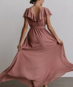 BB Custom Katya Ruffle Maxi Dress | Dusty Pink Dresses
