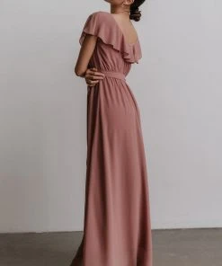 BB Custom Katya Ruffle Maxi Dress | Dusty Pink Dresses