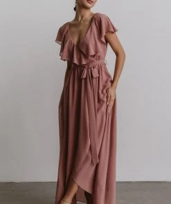 BB Custom Katya Ruffle Maxi Dress | Dusty Pink Dresses