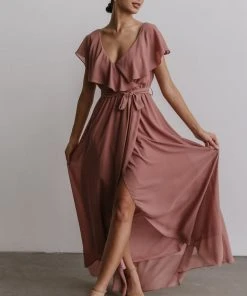 BB Custom Katya Ruffle Maxi Dress | Dusty Pink Dresses
