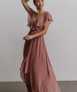 BB Custom Katya Ruffle Maxi Dress | Dusty Pink Dresses