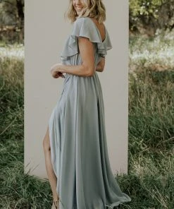 BB Custom Dresses Katya Ruffle Maxi Dress | Light Blue