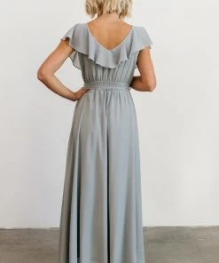 BB Custom Dresses Katya Ruffle Maxi Dress | Light Blue