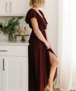 BB Custom Dresses Katya Ruffle Maxi Dress | Mulberry